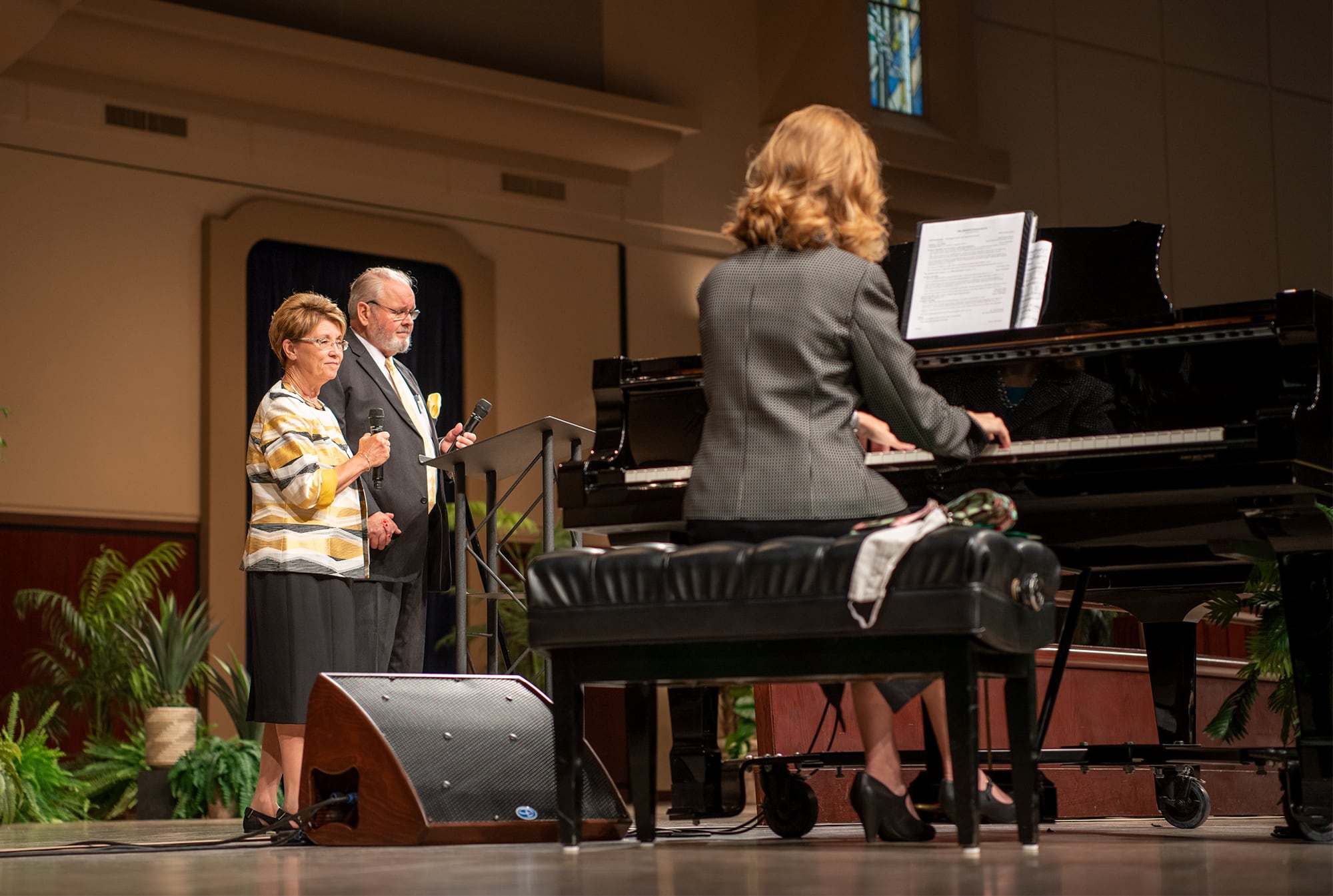 Ray and Ann Gibbs singing for the funeral service.