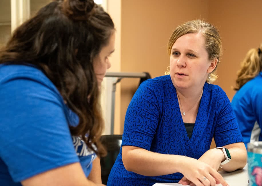 A faculty advisor gives academic support and helps a student learn a concept