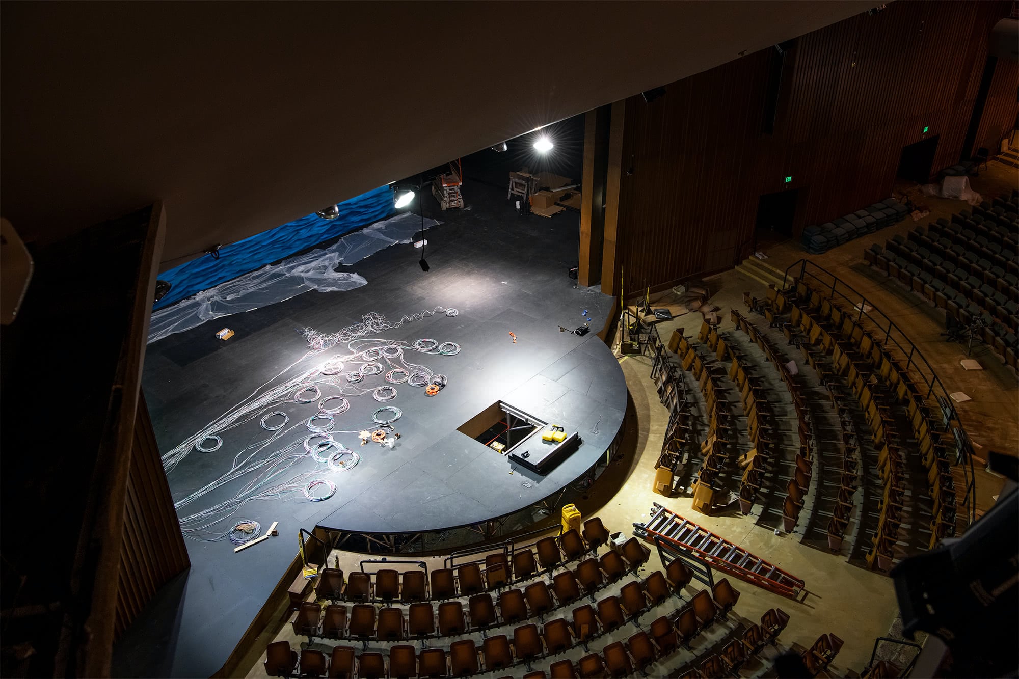 Aerial view of the DHA stage under construction.