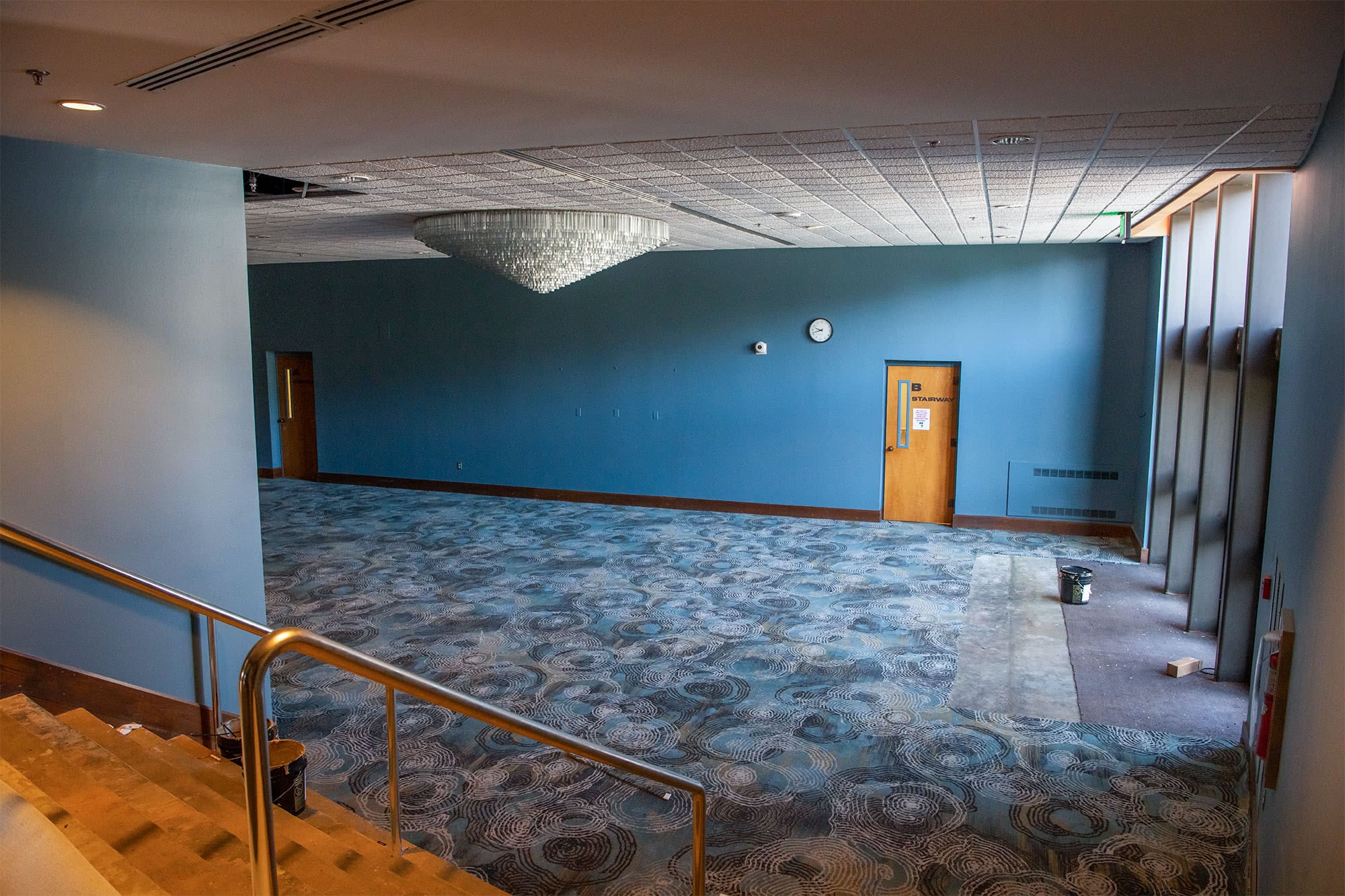 Dale Horton Auditorium side entrance interior carpeted.
