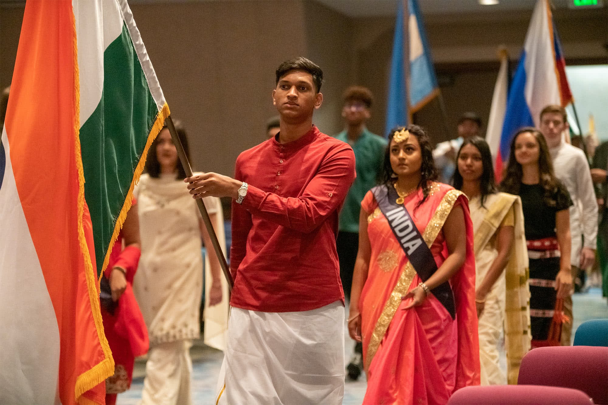 PCC students representing their home countries in the Parade of Nations. 