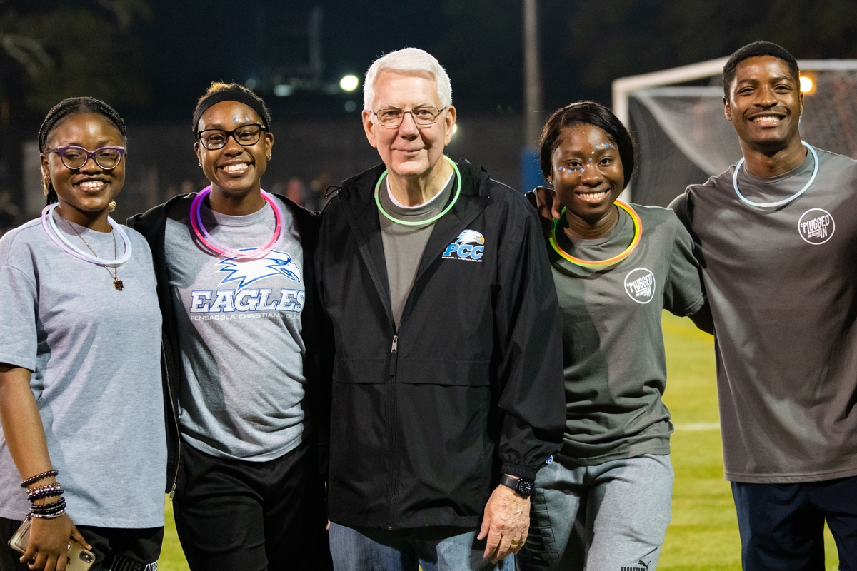 Dr. Adkins with PCC students at Mission Run