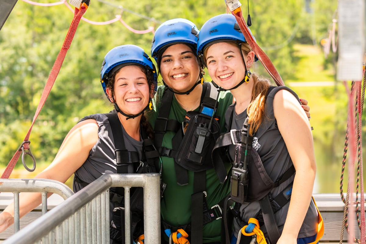 Camp of the Pines zip-lining group