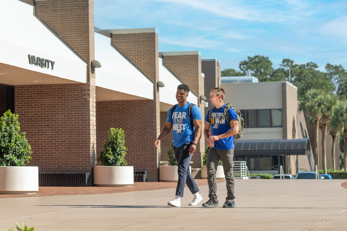 Students walking on Campus.