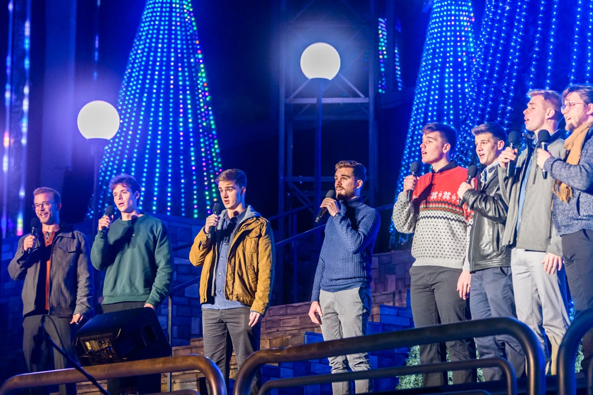 Men's singing group at Christmas Lights