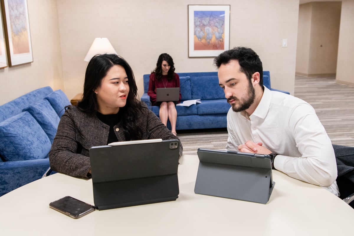 Graduate Students collaborate and study together